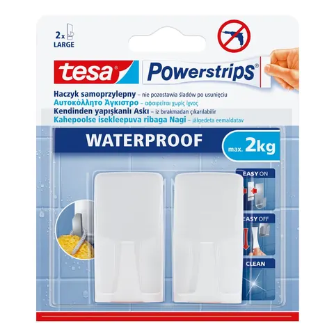 Haczyki łazienkowe samoprzylepne tesa® POWERSTRIPS białe