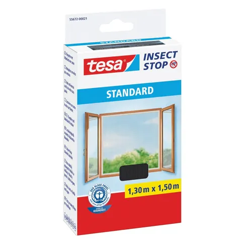 Moskitiera na okno STANDARD tesa® 1,30m x 1,50m, czarna