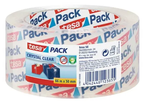Taśma klejąca pakowa tesapack® CRYSTAL CLEAR 66m:50mm , bezbarwna