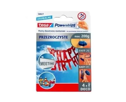 Plastry samoprzylepne Powerstrips Deco przezroczyste 4szt., Tesa