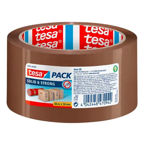 Taśma klejąca pakowa tesapack® solid & strong 66m x 50mm, brązowa