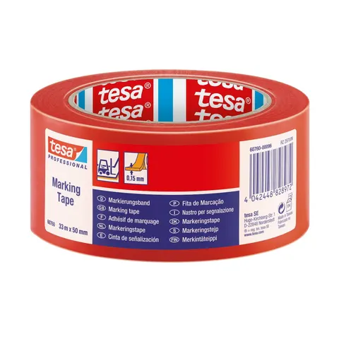 Taśma ostrzegawcza bhp tesa® 33m x 50mm czerwona