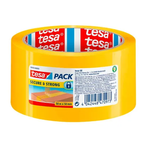 Taśma klejąca pakowa stemplująca tesapack® secure&strong 50 m x 50mm, żółta