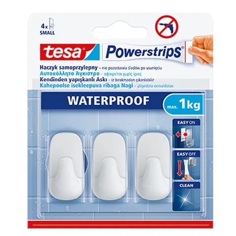 Haczyki łazienkowe samoprzylepne tesa® POWERSTRIPS białe