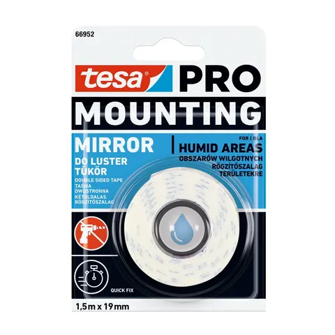 Dwustronna taśma montażowa tesa® PRO Mounting do luster, 1,5m x 19mm