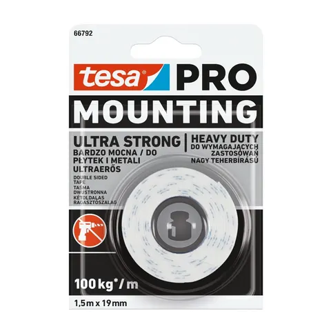 Dwustronna taśma montażowa tesa® PRO Mounting Ultra Strong 1,5m x 19mm