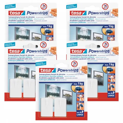 Haczyki samoprzylepne do obrazów tesa® POWERSTRIPS białe x 5 op.