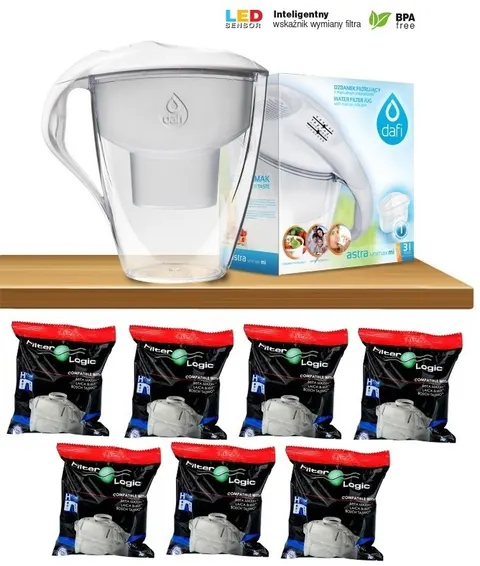 Dzbanek Astra Unimax 3,0l LED Biały + 7 wkładów Filter Logic FL402H