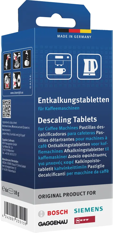 Bosch Siemens 311864 311556 Tabletki odkamieniające do ekspresów 6x18g