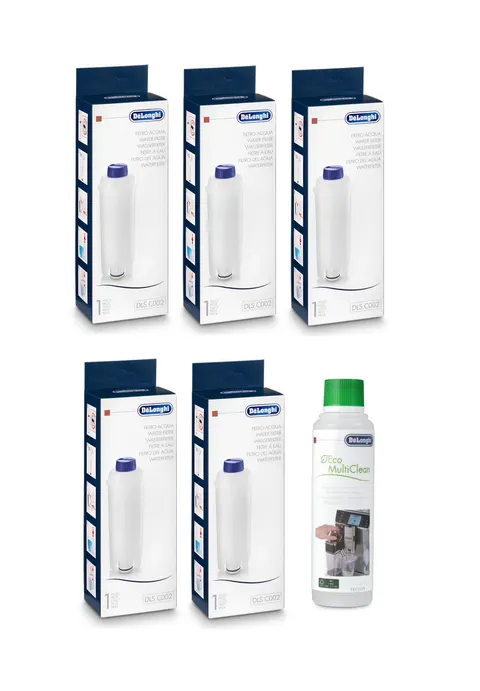 Zestaw DeLonghi DLSC002 filtr 5 szt + Eco MultiClean DLSC550 250ml