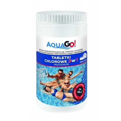 AQUA GO Tabletki chlorowe do basenu MULTICHLOR, 5 x 200 g