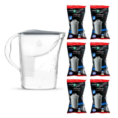 Dafi START 2,4L STALOWY Dzbanek do wody filtr 6 szt Filter Logic FL-601G