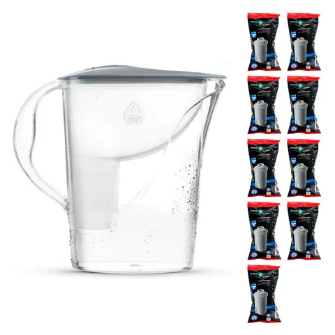 Dafi START 2,4L STALOWY Dzbanek do wody filtr 9 szt Filter Logic FL-601G