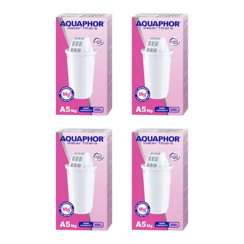 Roczny zapas filtrów do dzbanka Aquaphor A5 Mg – Zestaw 4 szt. (1400L wody z magnezem)
