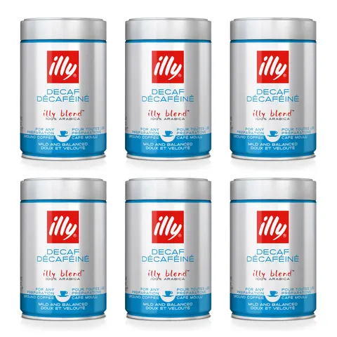 Illy Decaffeinato kawa mielona bezkofeinowa 250 g 6 szt.
