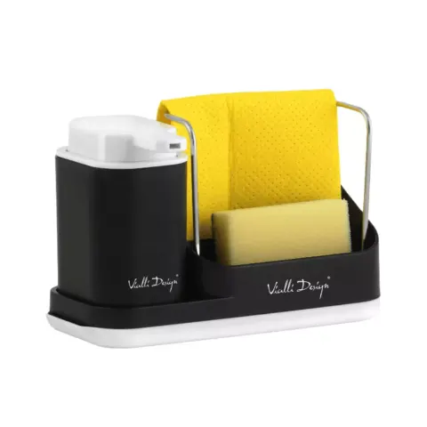 Organizer kuchenny z dozownikiem Vialli Design Livio Duo - czarny