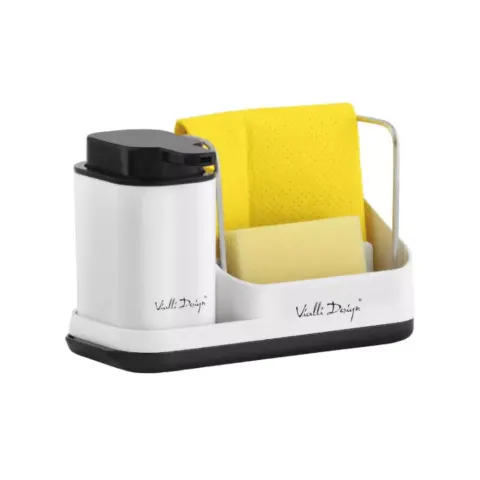 Organizer kuchenny z dozownikiem Vialli Design Livio Duo - biały