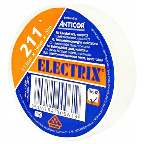 Taśma izolacyjna ELECTRIX 211 PCV 19x20 biały