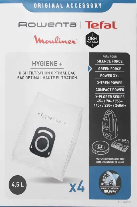 Tefal ZR200520 Hygiene+ Oryginalne worki do odkurzacza 4 szt