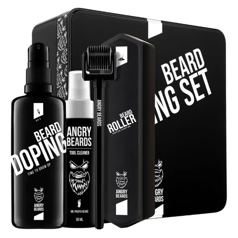 Angry beards zestaw do wzrostu brody - roller i doping 100ml