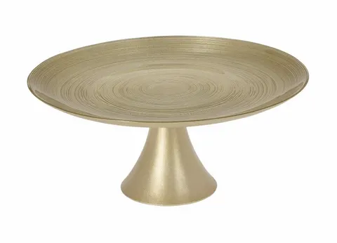 Patera na nodze 28 cm szklana Złote Paski H&S