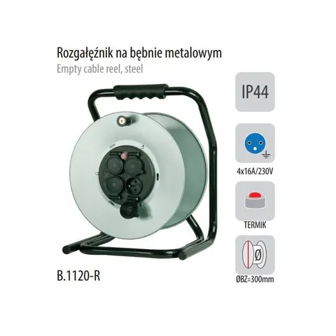 Rozgałęźnik na bębnie metalowym O 300, 4xGZ16A (250V)