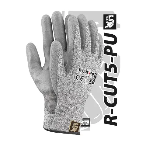 Rękawice Ochronne REIS czarno-biało-szare męskie (R-CUT5-PU BWS) — rozm. 10