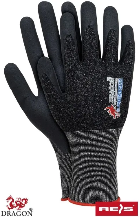 Rękawice Ochronne REIS stalowo-szare męskie (SLIMTECH-SAND SS) — rozm. 8