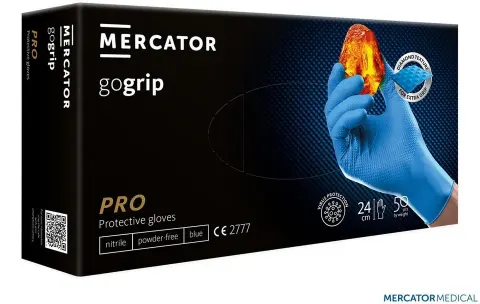 Rękawice Nitrylowe MERCATOR MEDICAL niebieskie damskie — rozm. L