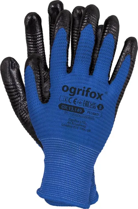 Rękawice powlekane nitrylem Ogrifox prążkowane OX.13.149 PLUMO