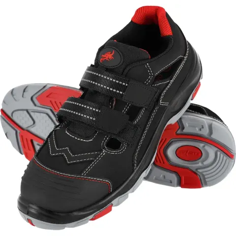 BUTY Bezpieczne REIS czarno-szaro-czerwone męskie — rozm. 42