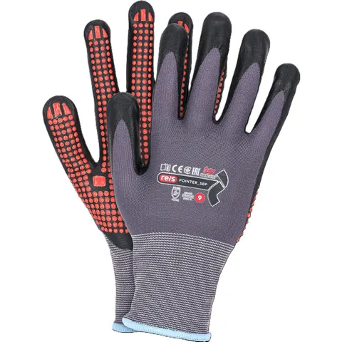 Rękawice Ochronne POINTER Nitrylowe FOAM 8 STALOWO-CZARNO-POMARAŃCZOWY
