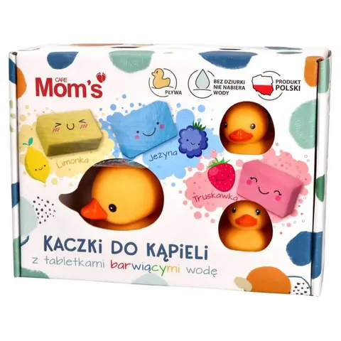 Kaczki do kąpieli z tabletkami barwiącymi wodę Mom's Care
