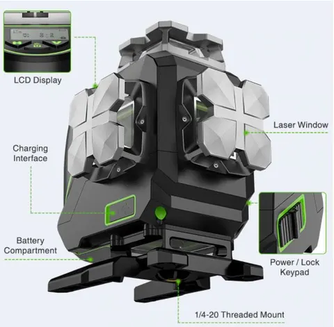 Laser 4D HUEPAR S04DG z Bluetooth i poziomicą +statyw