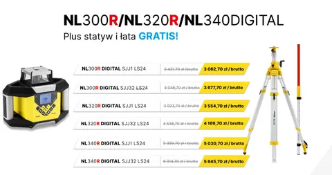 Niwelator laserowy Nivel System Serii NL300R/320R/340R Digital +statyw i łata gratis