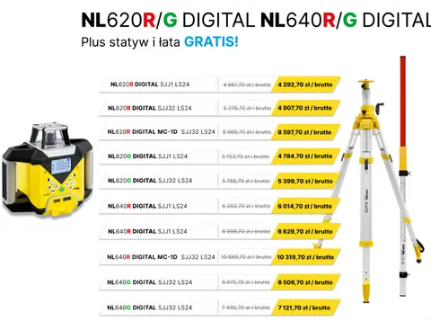 Niwelator laserowy Nivel System Serii NL620R/640R Digital +statyw i łata gratis