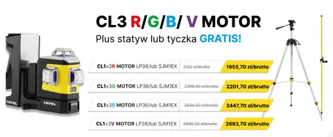 Laser krzyzowy zmotoryzowany Nivel System serii CLx3R/CLx3G/CLx3B/CLx3V+gratis