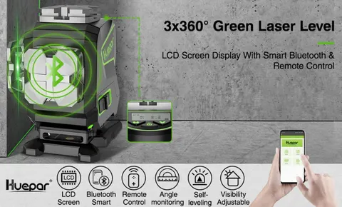 Laser wieloliniowy 3D HUEPAR S03DG z Bluetooth i poziomicą elektroniczną