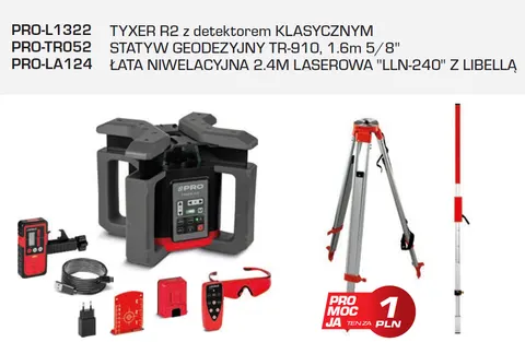 Niwelator laserowy PRO TYXER R2+statyw +łata laserowa