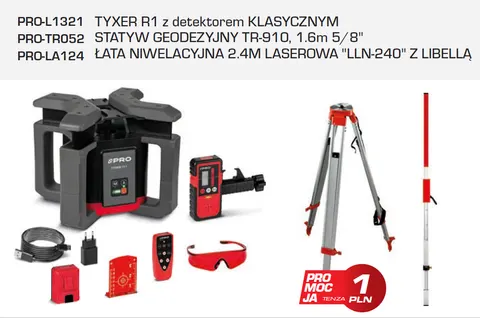 Niwelator laserowy PRO TYXER R1+statyw+łata laserowa zestaw Nr. 7