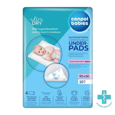Canpol babies Wielofunkcyjne jednorazowe podkłady higieniczne 90x60 z przylepcem (10szt.)