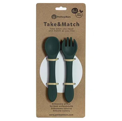 PETITE&MARS Silikonowe sztućce TAKE&MATCH 6m+ róż