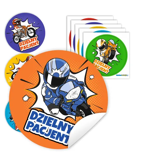 Naklejki DZIELNY PACJENT -MOTORY 60mm 1sztuka