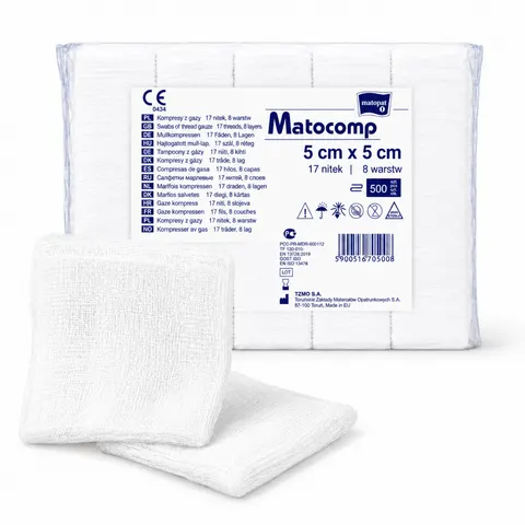 Kompresy 5cm x 5cm 500 szt. 17N/8W Niejałowe Matocomp