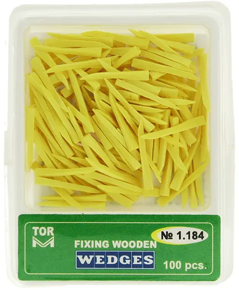 Kliny drewniane żółte - cienkie, długie (1.184) 100 szt
