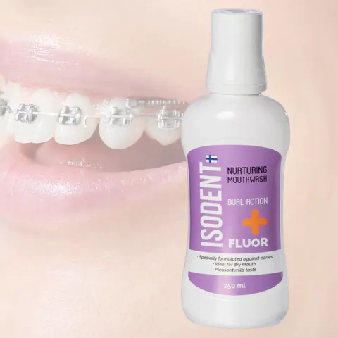 IsoDent Fluor+ – płyn do płukania ust z fluorem | Aparaty ortodontyczne | 250 ml