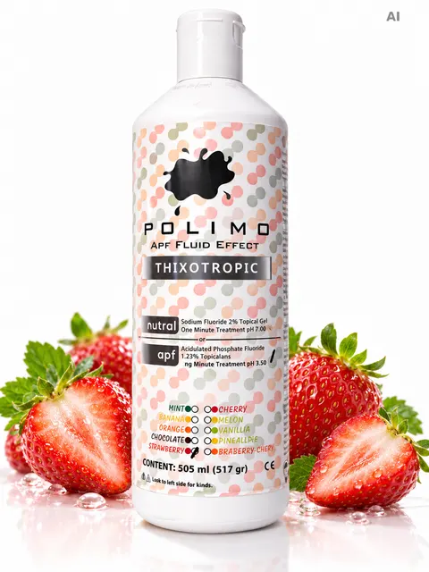 Żel do fluoryzacji Polimo Truskawka 505 ml 1-minutowy (1)