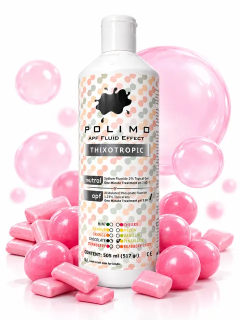 Żel do fluoryzacji Polimo Guma balonowa 505 ml 1-minutowy (1)