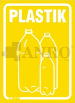 NAKLEJKA NA KOSZ DO SEGREGACJI ODPADÓW PLASTIK 147/200x150/F