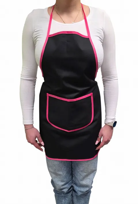 FARTUCH PRZEDNI PLAMOODPORNY APRON CZARNO-RÓŻOWY